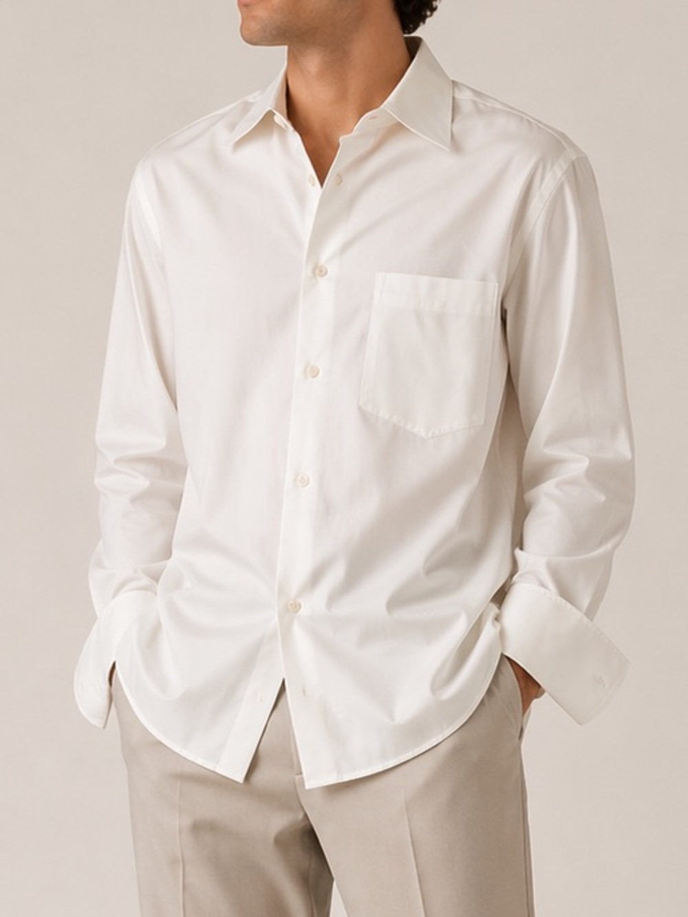 Men’s Neiman Marcus Plain White Classic Fit Button Down Dress Shirt size 32/33